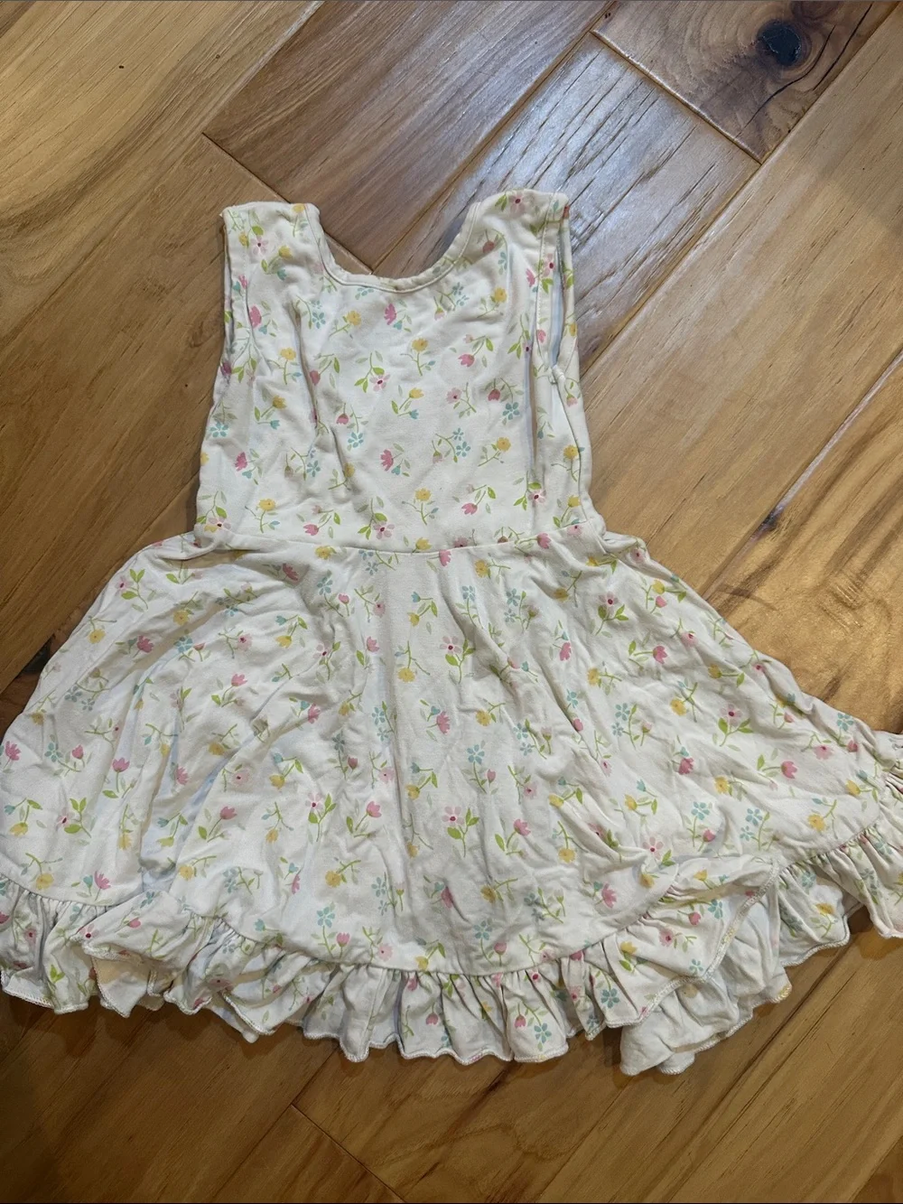 SweetHoney Cream Dress with Pink & Yellow Floral Print
